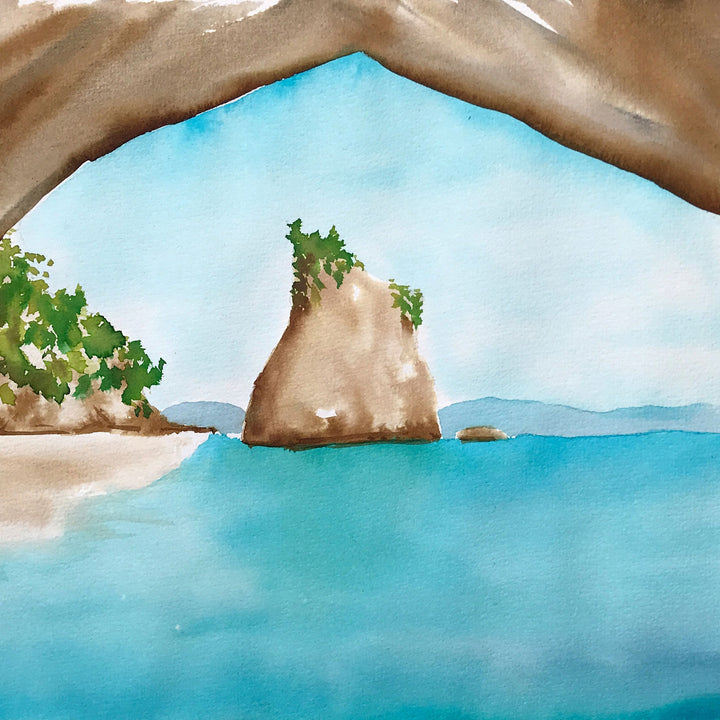 Cathedral Cove Watercolour