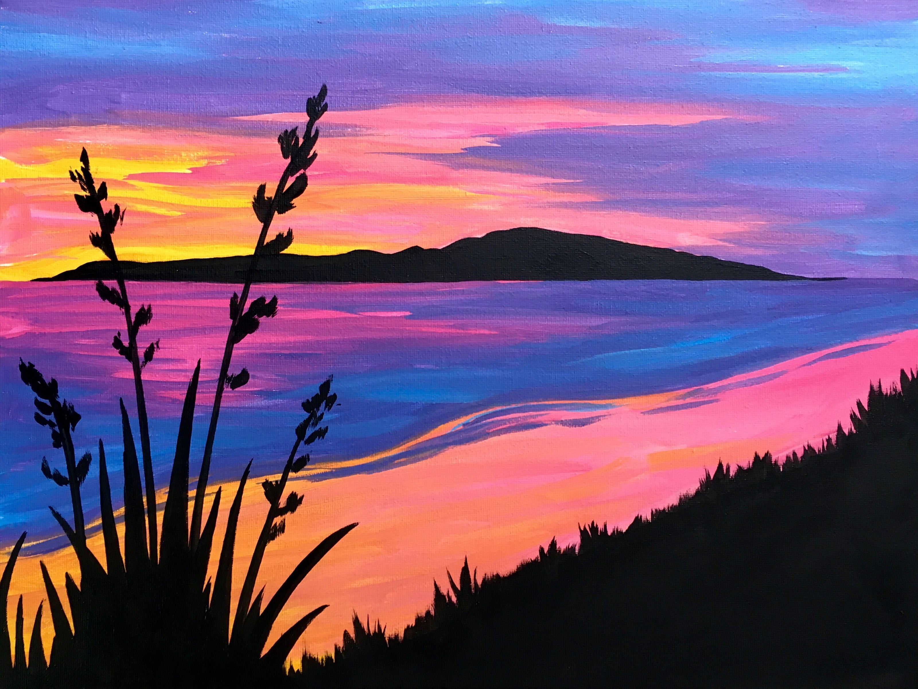 Learn to paint Sunset at the Beach – Paintvine®