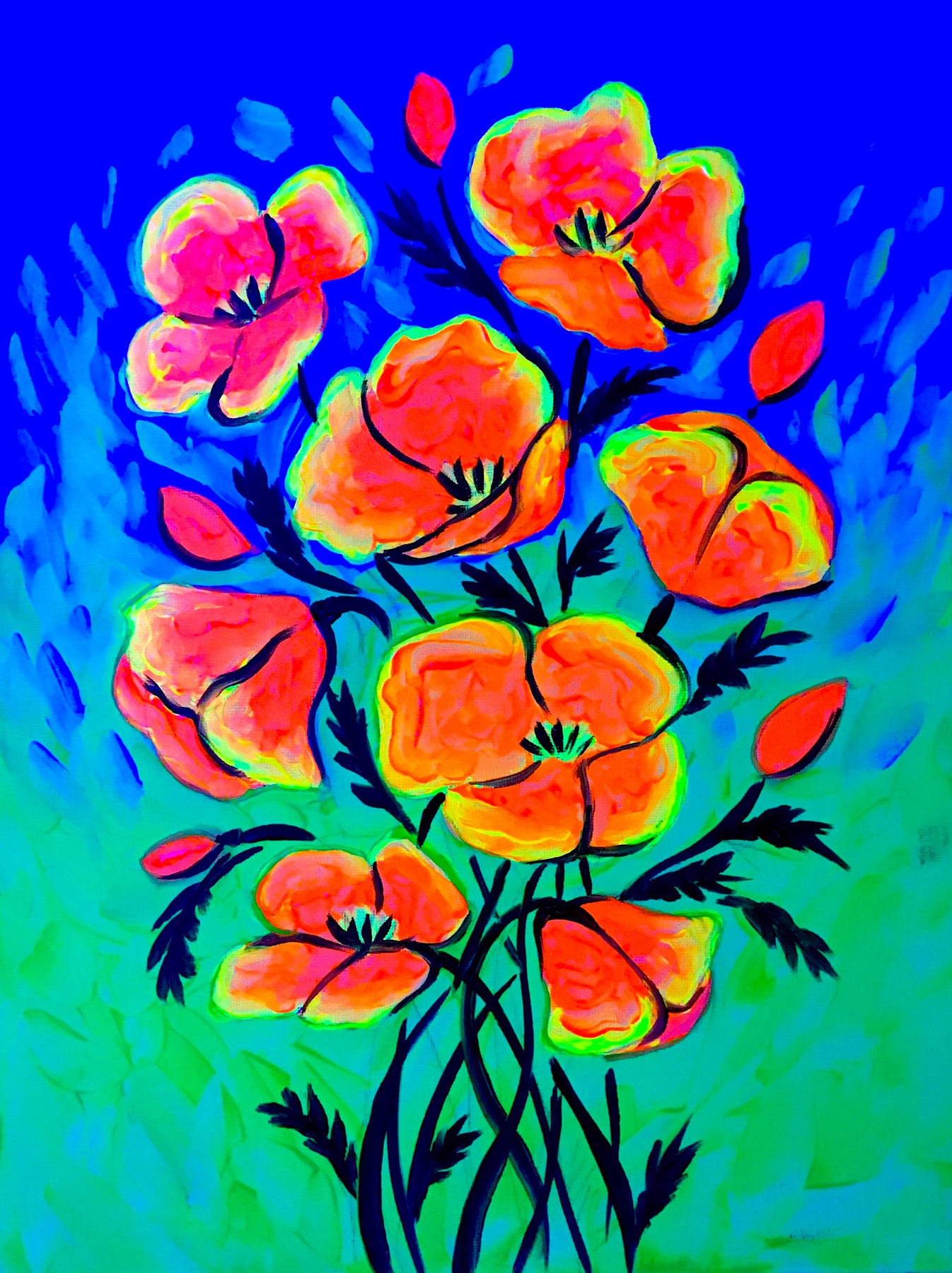 Buy Tickets to 'California Poppies' Neon Paint and Wine Event in