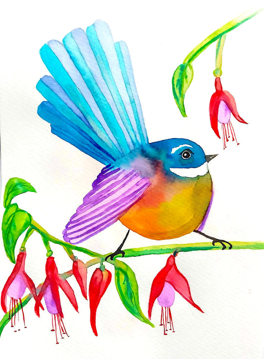 Watercolour Piwakawaka | 15/05/2025 - Neighbourhood Pizzeria, Gisborne